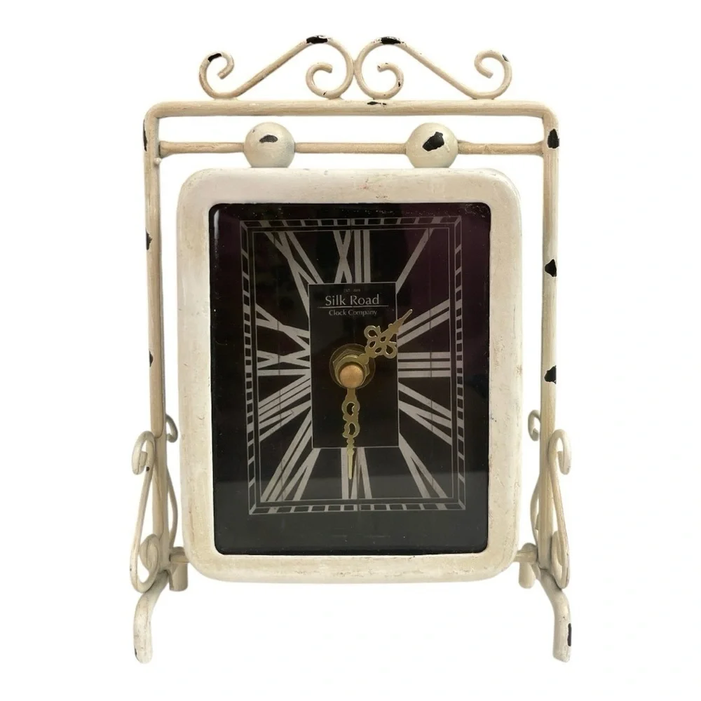 Antique Style White Metal Silk Road Clock Company Decorative Decor